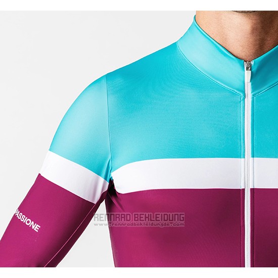 2019 Fahrradbekleidung La Passione Blau Wei Rot Trikot Langarm und Tragerhose